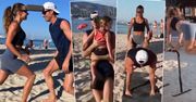 Anna i Robert Lewandowscy dali show na hiszpańskiej plaży. Razem z córeczkami wyciskali siódme poty na treningu
