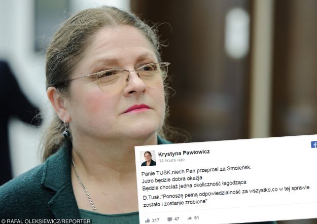 Krystyna Pawłowicz zwróciła się do Donalda Tuska by "przeprosił za Smoleńsk"