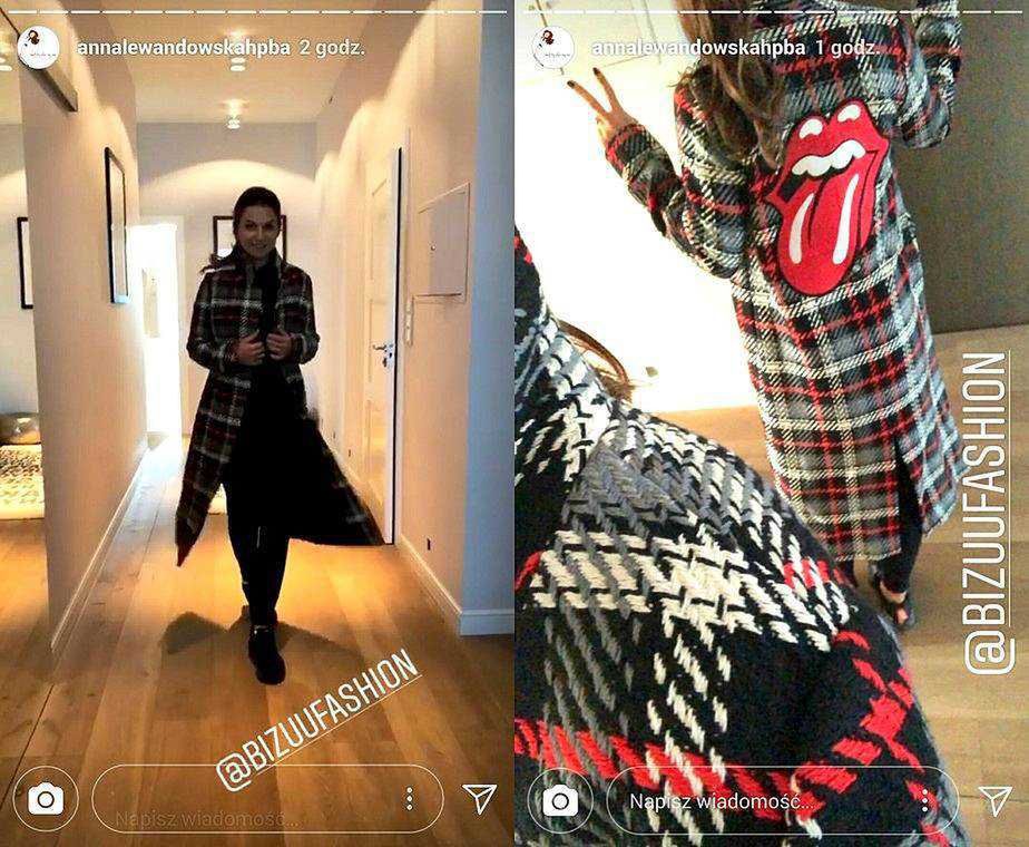 Anna Lewandowska w płaszczu BIZUU
