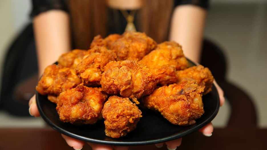 Fried chicken on isolated white background design