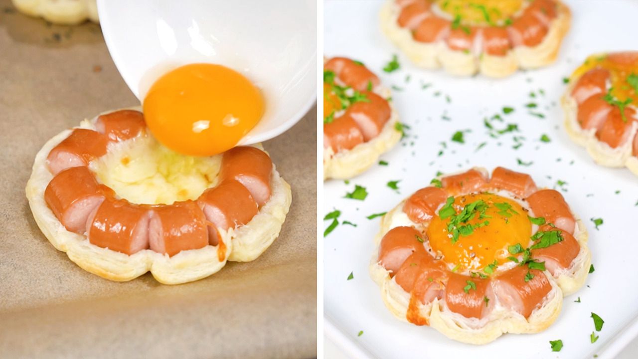 Parówki słoneczka w cieście francuskim - perfekcyjnie śniadanie istnieje