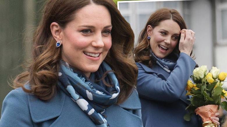 Księżna Kate w niebieskim płaszczu