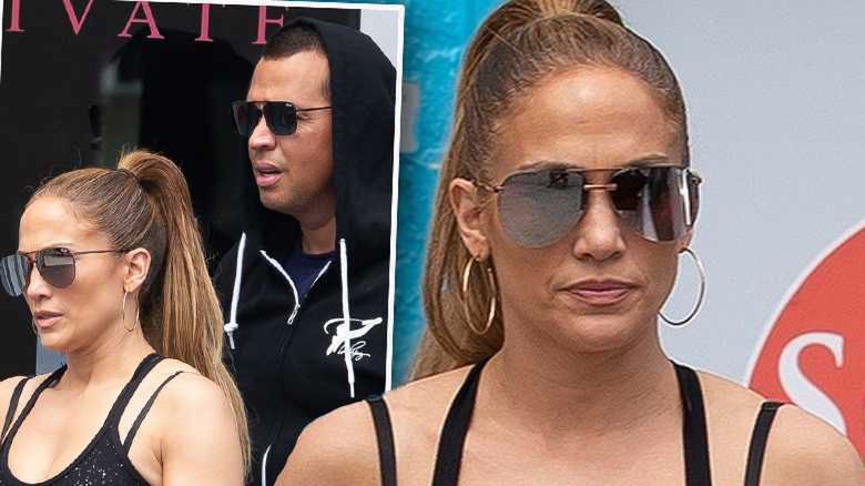 Jennifer Lopez w sportowym staniku wychodzi z siłowni z A. Rodem