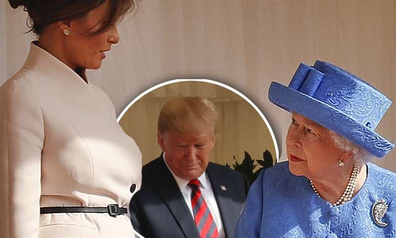 Melania Trump i Donald Trump na spotkaniu z królową Elżbietą II