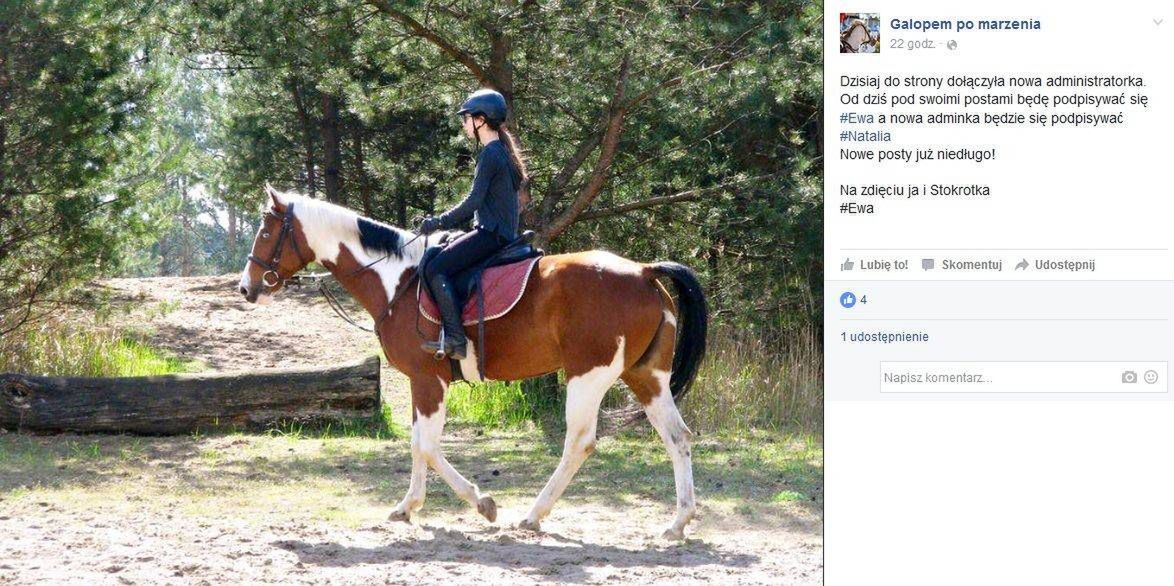 Ewa, córka Marty Kaczyńskiej, prowadzi na Facebooku stronę poświęconą jeździectwu "Galopem po marzenia" (fot. Facebook.com/galopempomarzeniax)