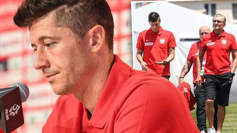 Robert Lewandowski i Adam Nawałka na konferencji prasowej