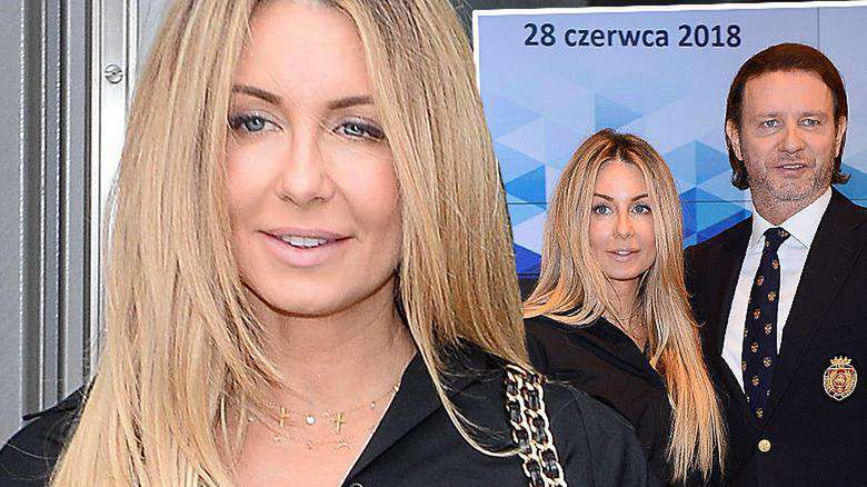 Małgorzata Rozenek w skromnej stylizacji wspiera Radosława Majdana