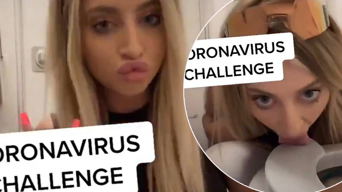 Szczyt głupoty. Amerykańska celebrytka zrobiła "coronavirus challenge". Internauci chcą ją zlinczować [WIDEO]