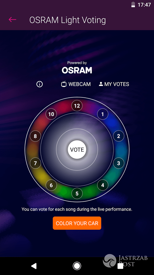 Głosowanie na Eurowizji 2017 przez aplikację