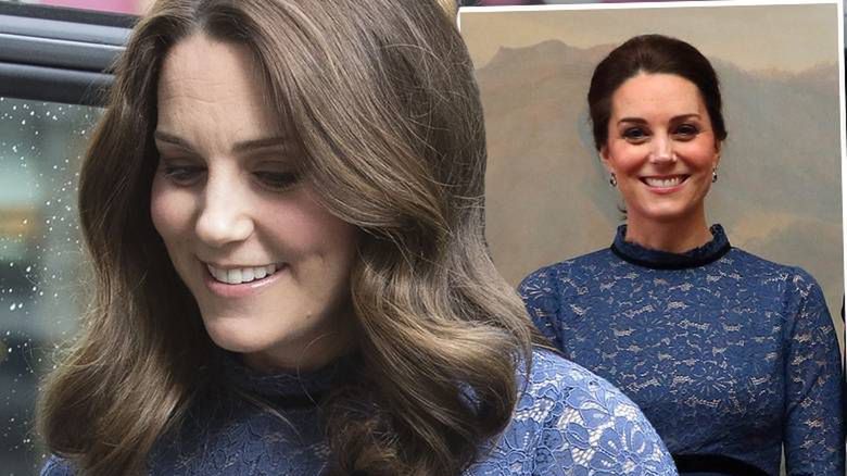 Księżna Kate z ciążowym brzuszkiem w niebieskiej sukience Seraphine