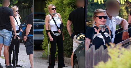 Sylwia Wysocka próbuje wejść do domu w asyście policji. Pobita aktorka przez kilka godzin walczyła, by odzyskać rzeczy od partnera