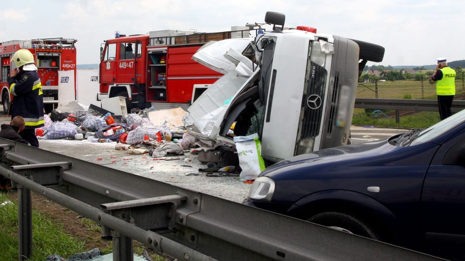 Wypadek na autostradzie A4.