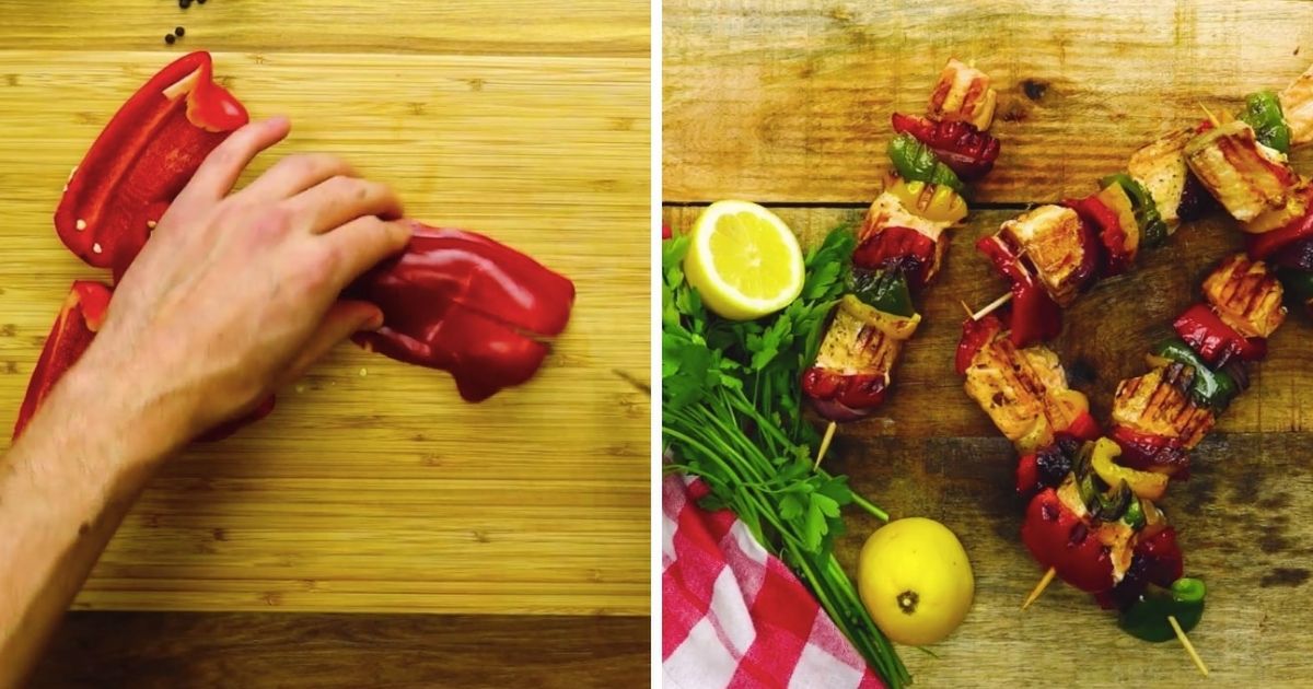 Tęczowe szaszłyki z łososia w fitowym wydaniu