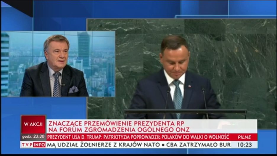 TVP Info o wystąpieniu prezydenta Andrzeja Dudy w ONZ: "znaczące".