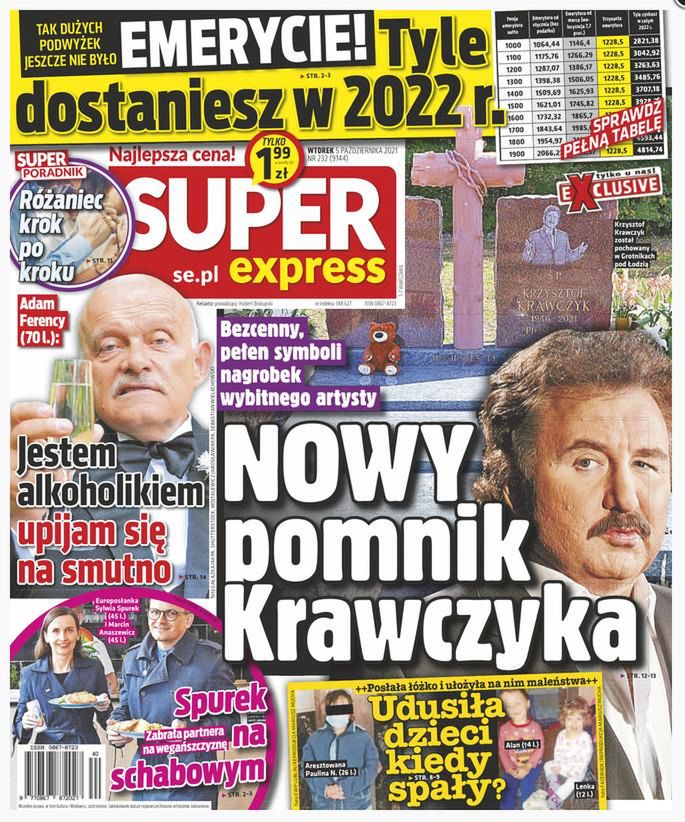 Zdjęcie pomnika Krawczyka na okładce "SE"