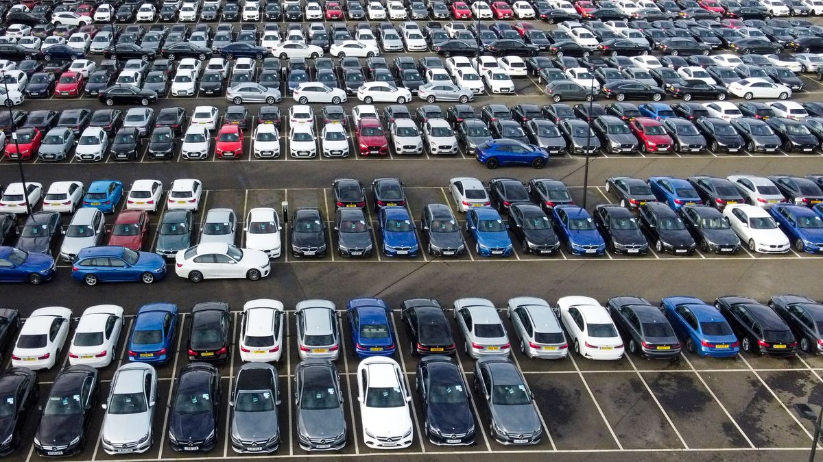 Used cars for sale at Big Motoring World's showroom near Chatham, UK, on Friday, Feb. 3, 2023. Used car prices took off in 2020 when consumers flush with lockdown cash sought used cars as an alternative to public transport. Photographer: Chris Ratcliffe/Bloomberg via Getty Images