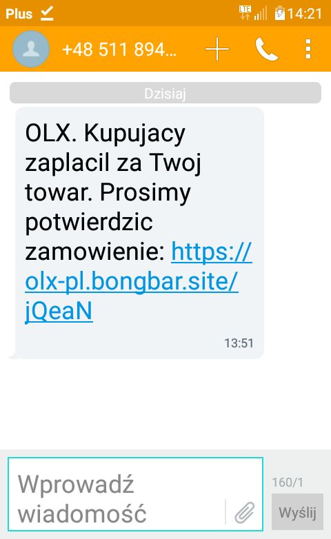 Fałszywy SMS "od OLX"