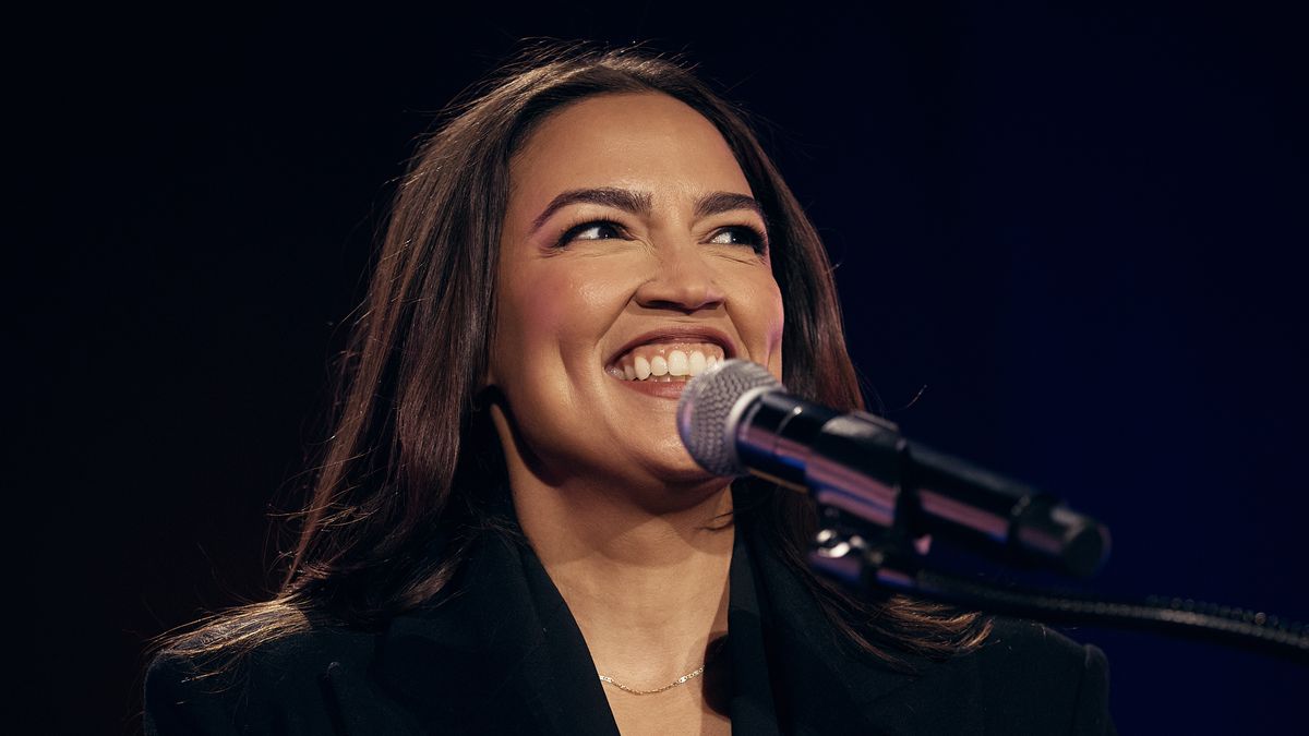 NEW YORK, NEW YORK - OCTOBER 26: Alexandria Ocasio-Cortez speaks during an election rally in support of New York Mayoral Candidate Zohran Mamdani at Forest Hills Stadium on October 26, 2025 in the Queens borough of New York City. The mayoral election will take place on November 4, 2025. (Photo by Andres Kudacki/Getty Images)