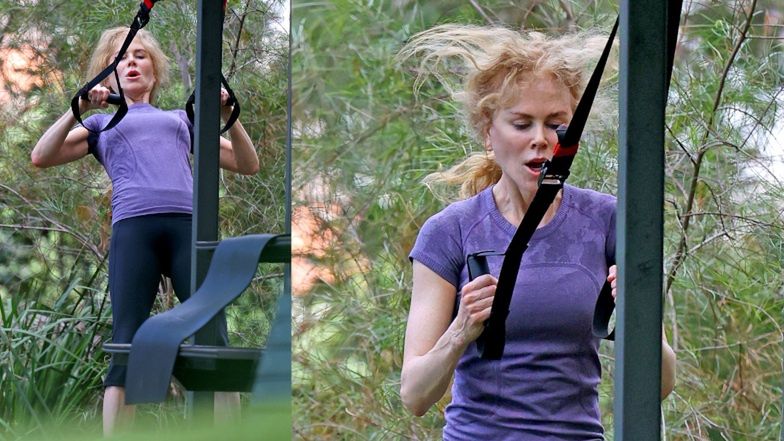 Nicole Kidman ćwiczy na siłowni pod chmurką