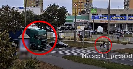 Rozpędzony tir przejechał przed nosem pieszych. Policjanci nie mieli litości