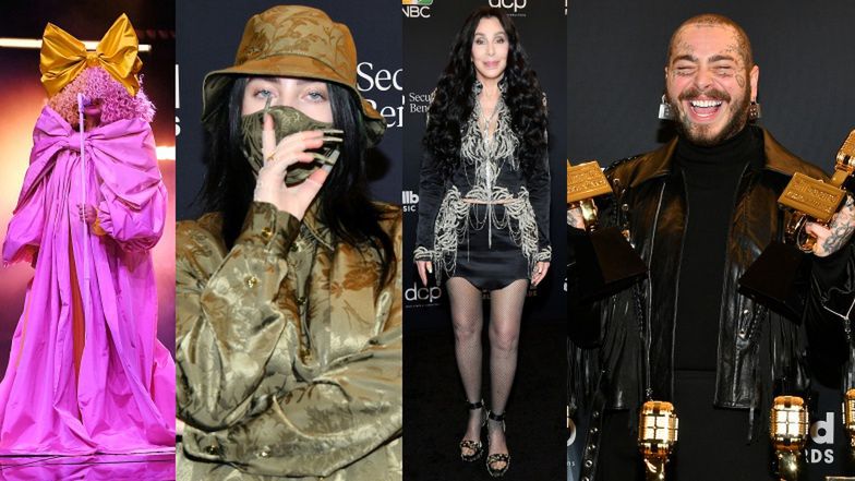 Gwiazdy pozują na gali Billboard Music Awards: Billie Eilish w maseczce, zgrabne nogi 74-letniej Cher i zakamuflowana Sia