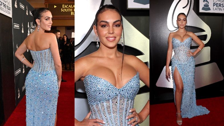 Obwieszona diamentami Georgina Rodriguez pręży się na gali w mocno wydekoltowanej sukience