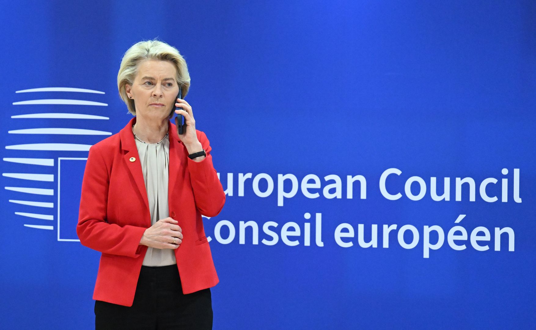 BRUSSELS, BELGIUM - APRIL 17: EU Commission President Ursula von der Leyen attends the first day sessions of the EU summit in Brussels, Belgium on April 17, 2024. (Photo by Dursun Aydemir/Anadolu via Getty Images)