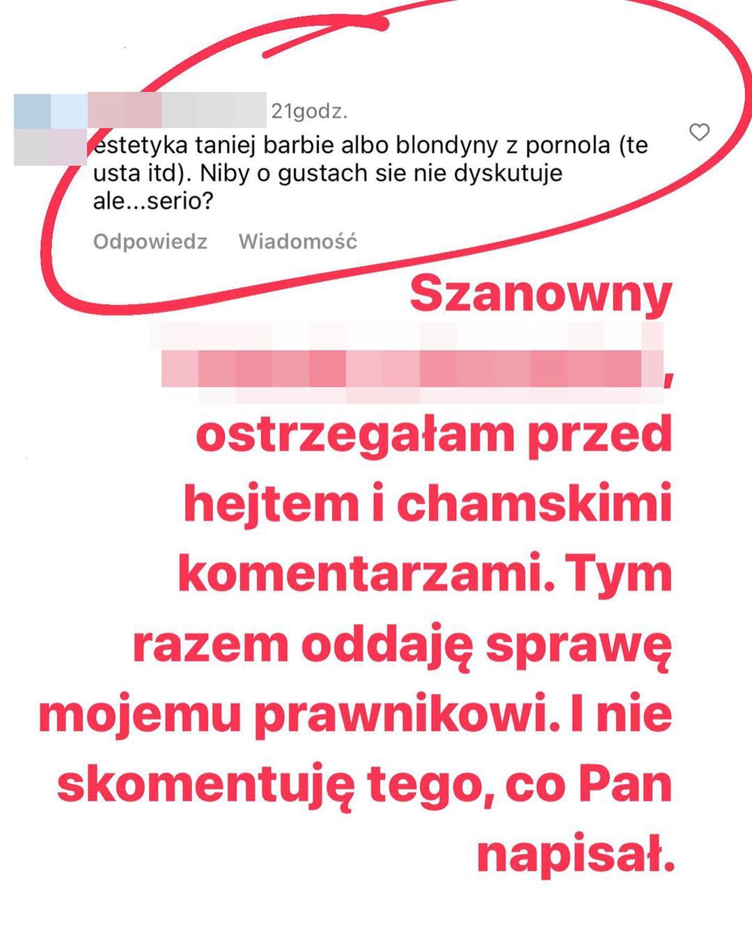 Joanna Racewicz rozprawia się z hejterem