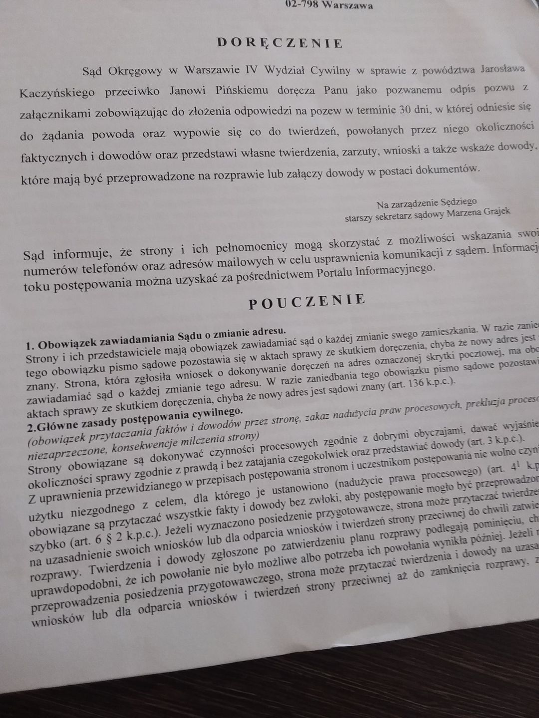 Jarosław Kaczyński pozywa dziennikarza 