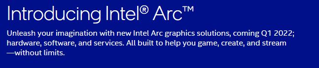 Strona dedykowana układom Intel ARC Alchemist