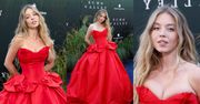 Sydney Sweeney w szkarłatnej sukni hipnotyzuje głębokim dekoltem na premierze w Nowym Jorku