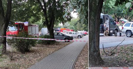 Pojemniki z rtęcią w samochodzie na osiedlowym parkingu. Kilkugodzinna akcja strażaków i policji