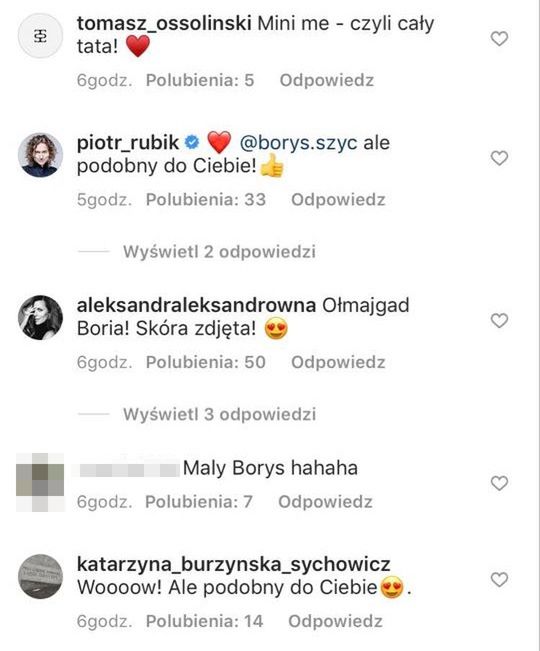 Komentarze pod zdjęciem Borysa Szyca