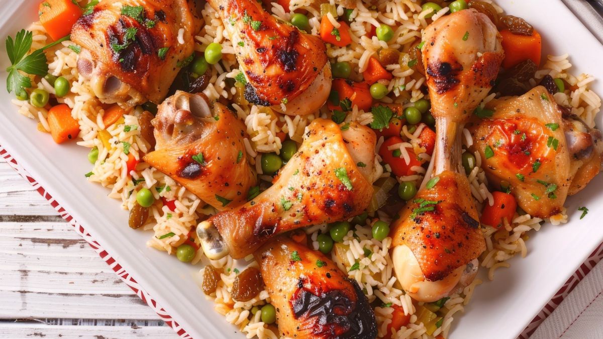 Ryż z pieczonym kurczakiem i warzywami