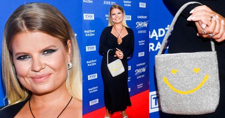 Marta Manowska pozuje z "uśmiechniętą" torebką na ramówce TVP (ZDJĘCIA)