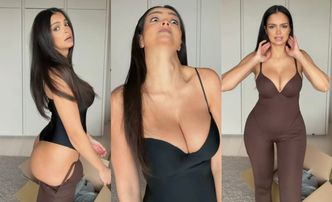 Klaudia El Dursi usiłuje wcisnąć się w ubrania od Kim Kardashian: "Fajne, znowu CYCKI SĄ NA WIERZCHU" (WIDEO)