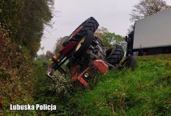 Dachowanie ciągnika. Traktorzysta był pijany