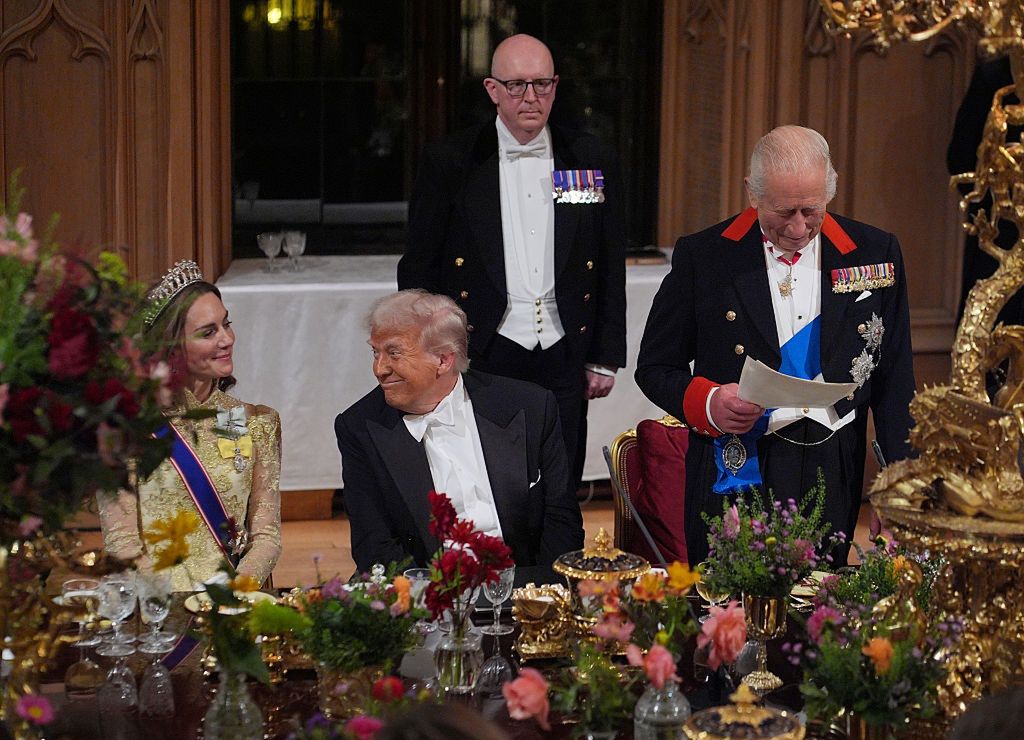 UK Hosts President Trump And First Lady Melania Trump For State Visit - Day TwoWINDSOR, ENGLAND - SEPTEMBER 17: King Charles III delivers his speech as US President Donald Trump and Catherine, Princess of Wales listen during the State Banquet at Windsor Castle for the State visit by the President of the United States of America on September 17, 2025 in Windsor, England. President Trump is in England from Sept. 16-18 on his second UK state visit, with the previous one taking place in 2019 during his first presidential term. (Photo by Yui Mok - WPA Pool/Getty Images)WPA Poolbestof, topix