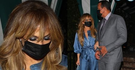 Zamaskowana Jennifer Lopez na romantycznej kolacji z narzeczonym (ZDJĘCIA)