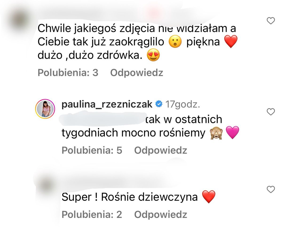 Paulina Rzeźniczak opowiada internautce o ciąży