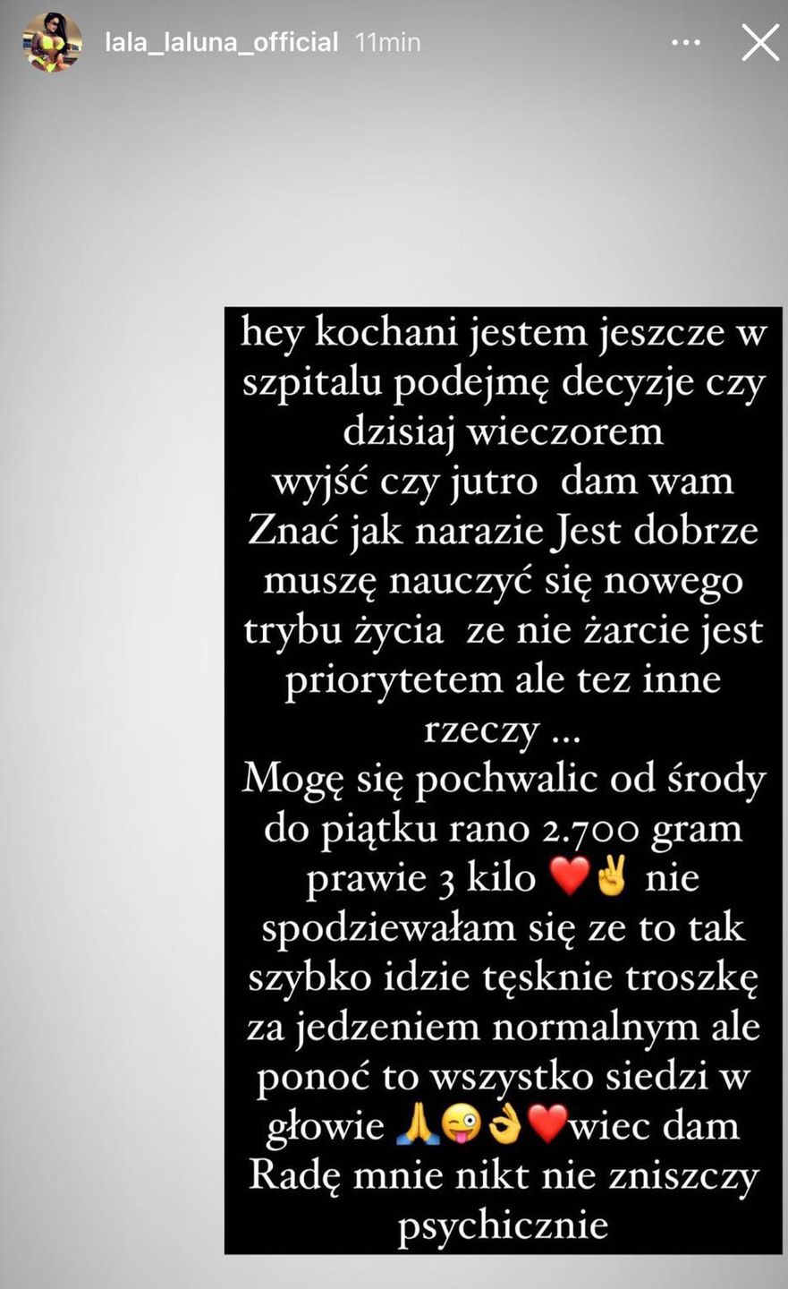 Laluna Unique przeszła operacje zmniejszania żołądka