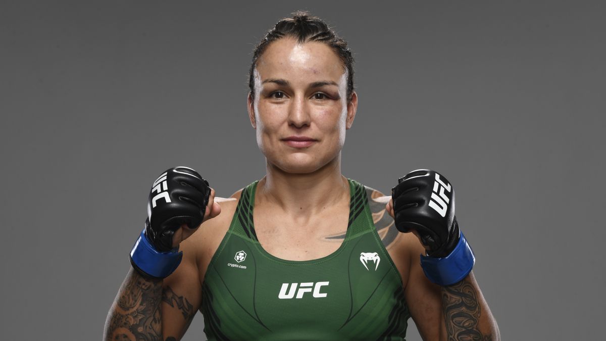 LAS VEGAS, NEVADA - SEPTEMBER 18: Raquel Pennington poses for a portrait after her victory at UFC APEX on September 18, 2021 in Las Vegas, Nevada. (Photo by Mike Roach/Zuffa LLC)