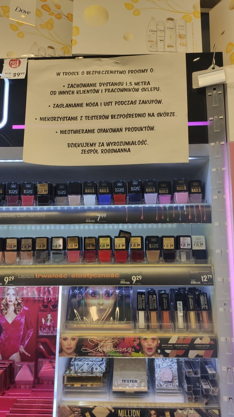 Rossmann. Informacja z prośbą o nieużywanie testerów na skórze