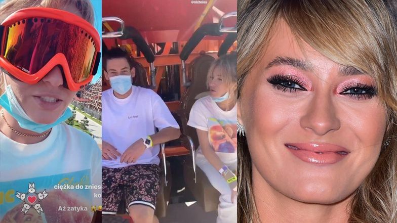 Marcelina Zawadzka w parku rozrywki ze znajomym