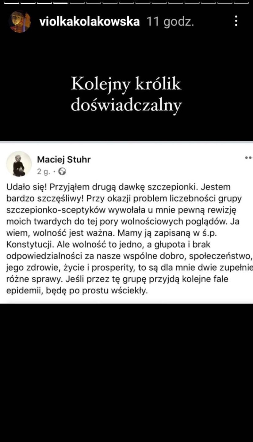 Maciej Stuhr odpowiada Violi Kołakowskiej