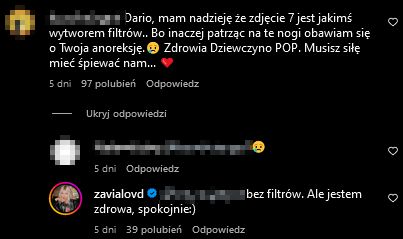 Fani martwią się wyglądem Darii Zawiałow. Artystka odpowiedziała