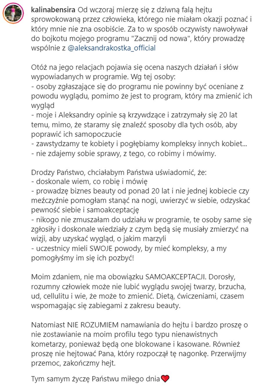 Kalina Ben Sira nie czuje się winna