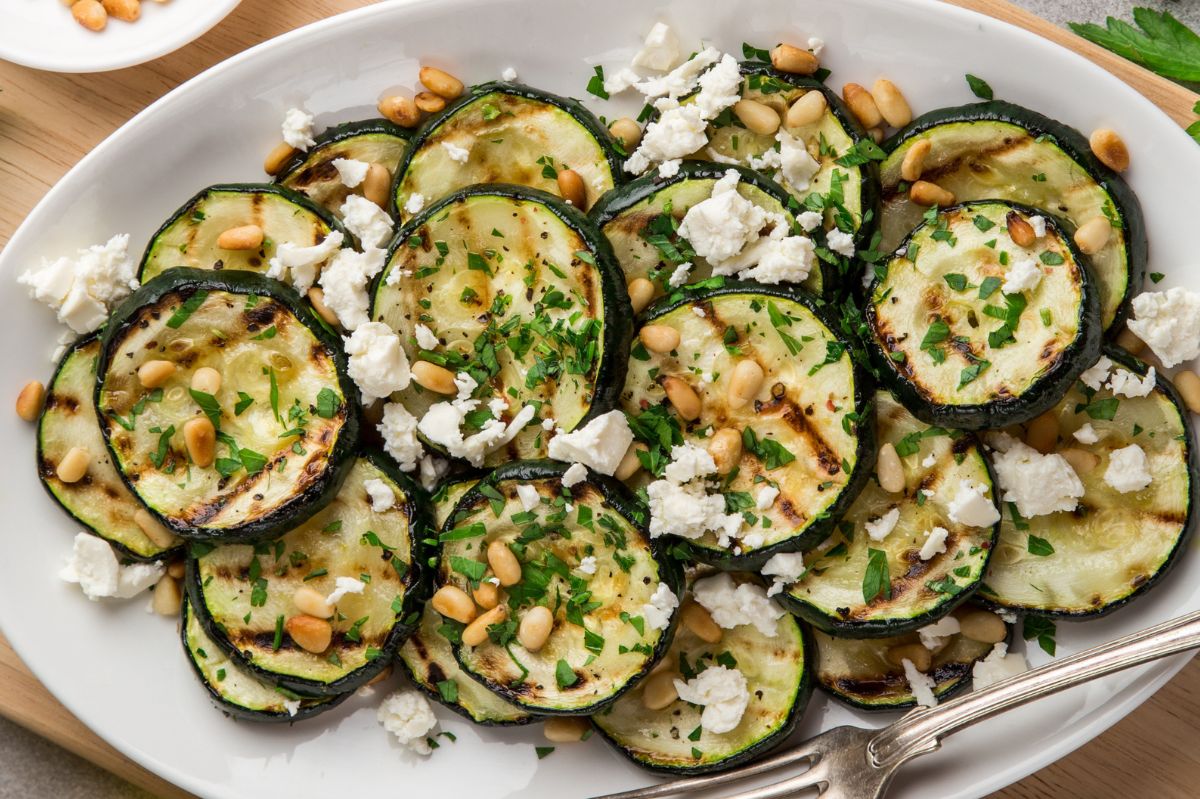 Healthy eating: Grilled courgette with feta and herbs steals the show