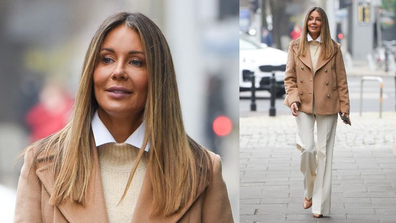 Małgorzata "kopciuszek" Rozenek niemal GUBI BUTA pod siedzibą Dzień Dobry TVN 