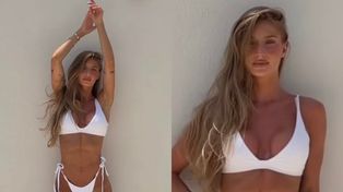 Odziana w białe bikini Agata Sieramska pręży  umięśniony brzuch (FOTO)